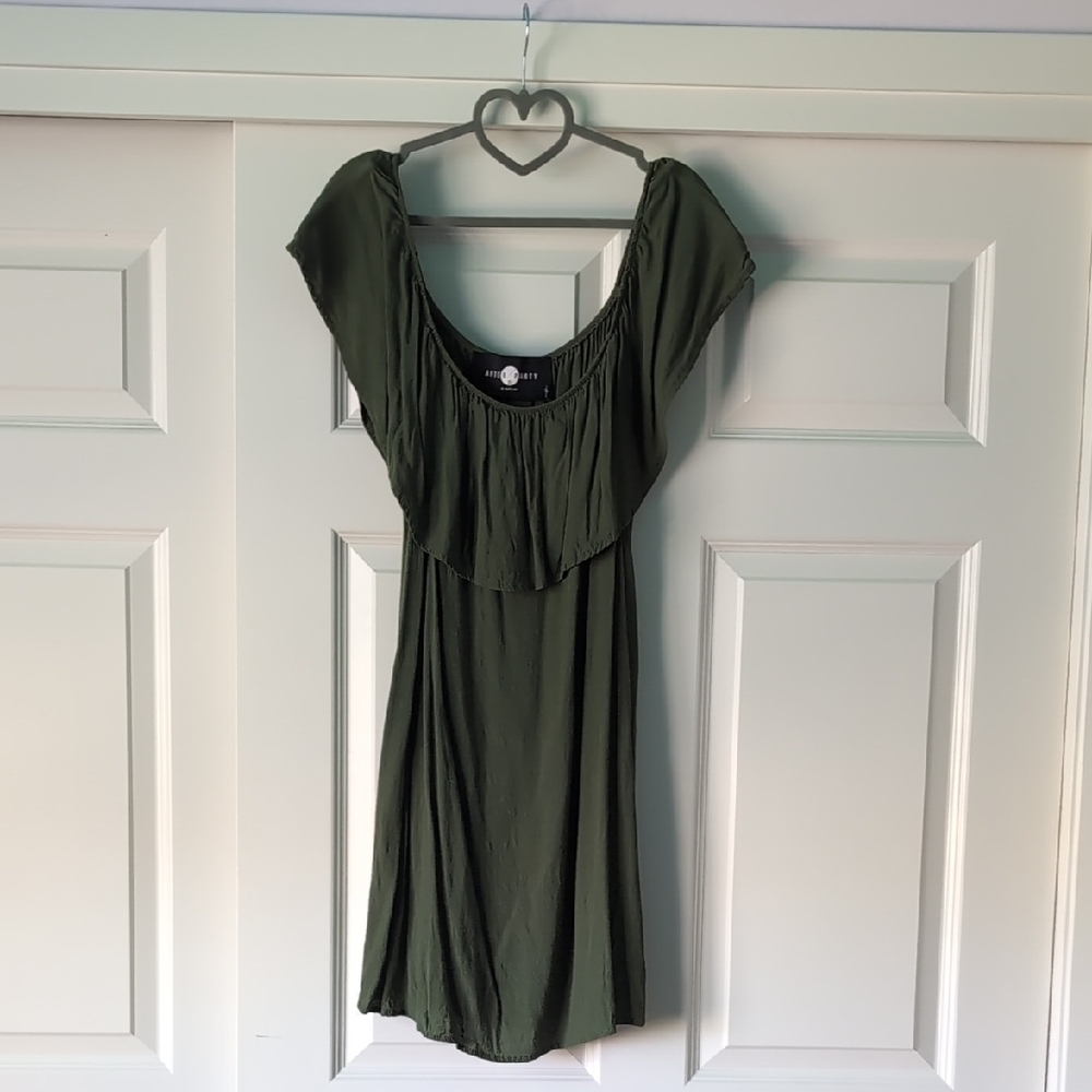 Nasty Gal Green Ruched Mini Dress with Scoop Neck